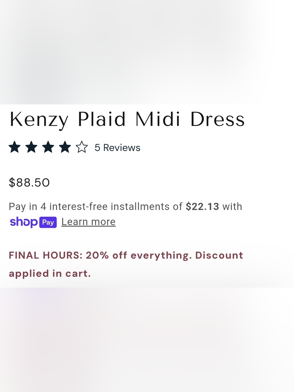 NWT Bohme Kenzie Plaid Midi Dress in Red Size Large=10 - Picture 10 of 17